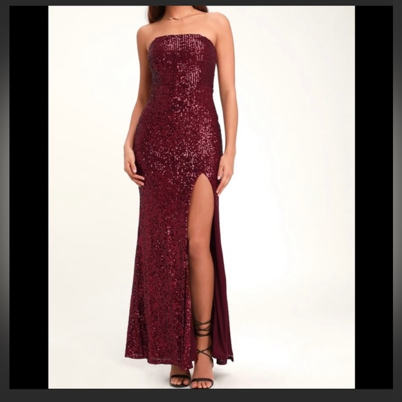 Burgundy Lulus sequin dress - Picture 1 of 4